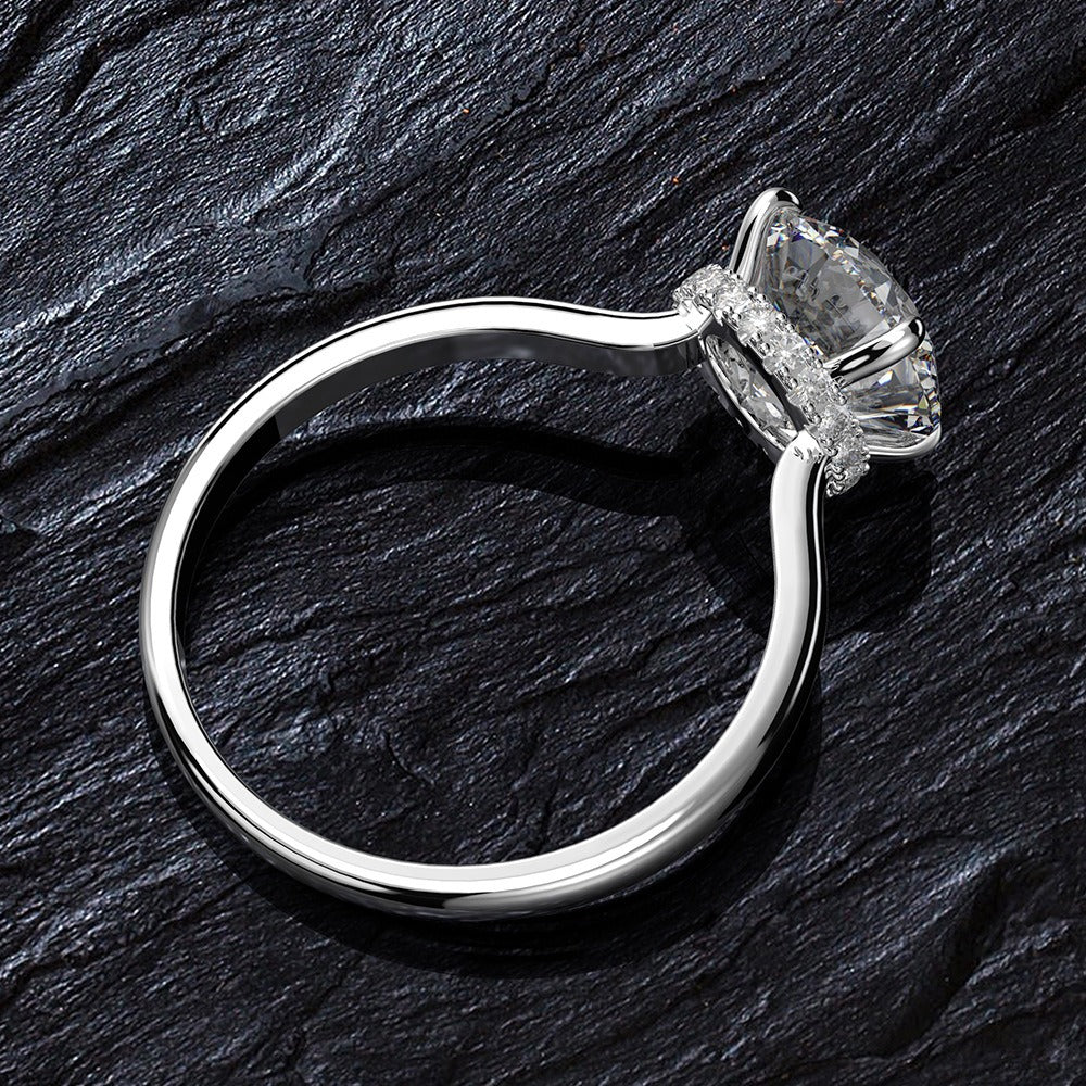 OliyaDesign 8mm Zircon S925 Sterling Silver 2Ct Ring