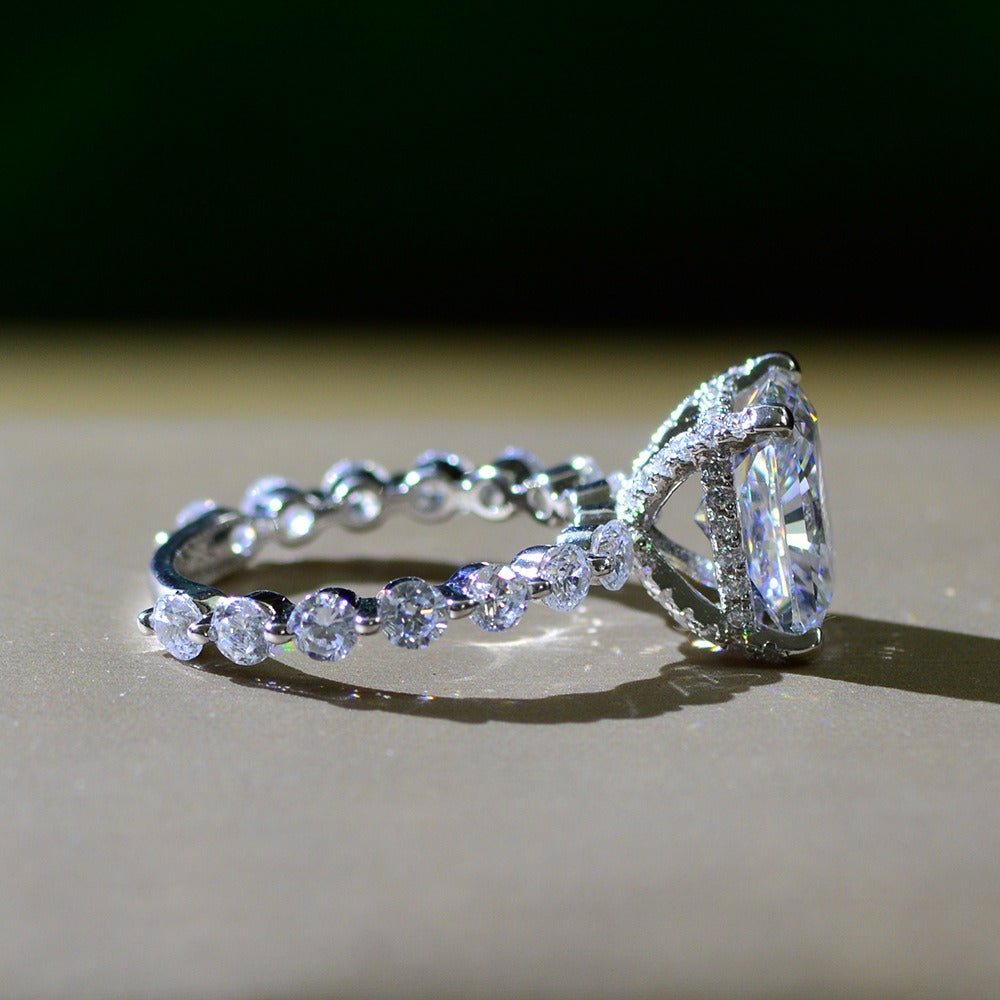 OliyaDesign Fully Diamond 4Ct Rectangular 8*10 High Carbon Diamond Ring