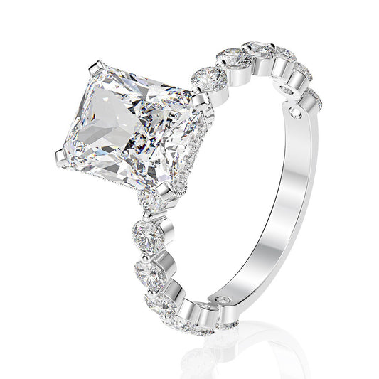 OliyaDesign Fully Diamond 4Ct Rectangular 8*10 High Carbon Diamond Ring