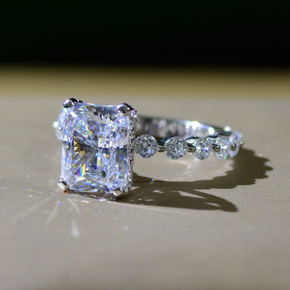 OliyaDesign Fully Diamond 4Ct Rectangular 8*10 High Carbon Diamond Ring