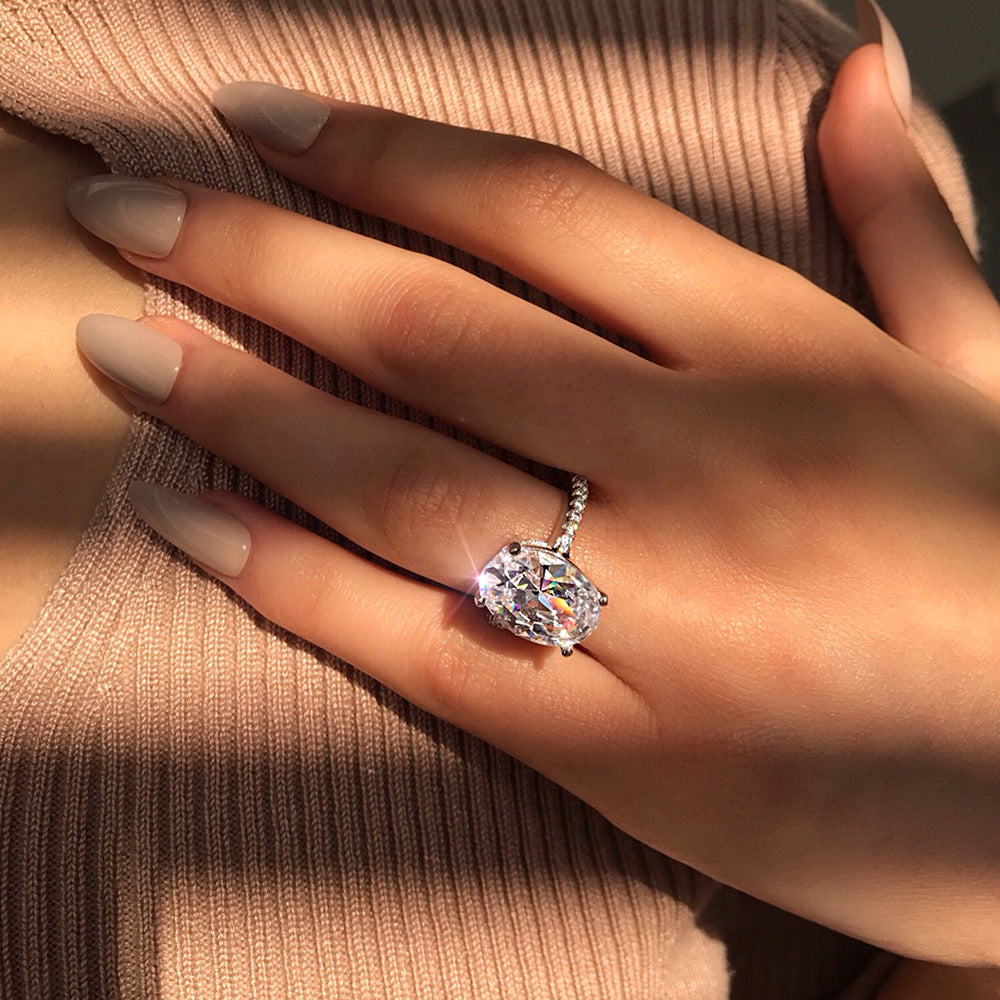 OliyaDesign High-Carbon Diamond 4-Carat Ring Set For Couples, Wedding Rings, 9*13Mm Ice Flower Cut