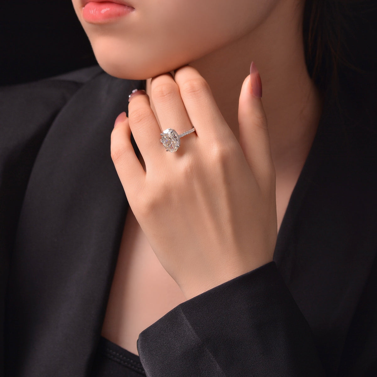 OliyaDesign High-Carbon Diamond 4-Carat Ring Set For Couples, Wedding Rings, 9*13Mm Ice Flower Cut