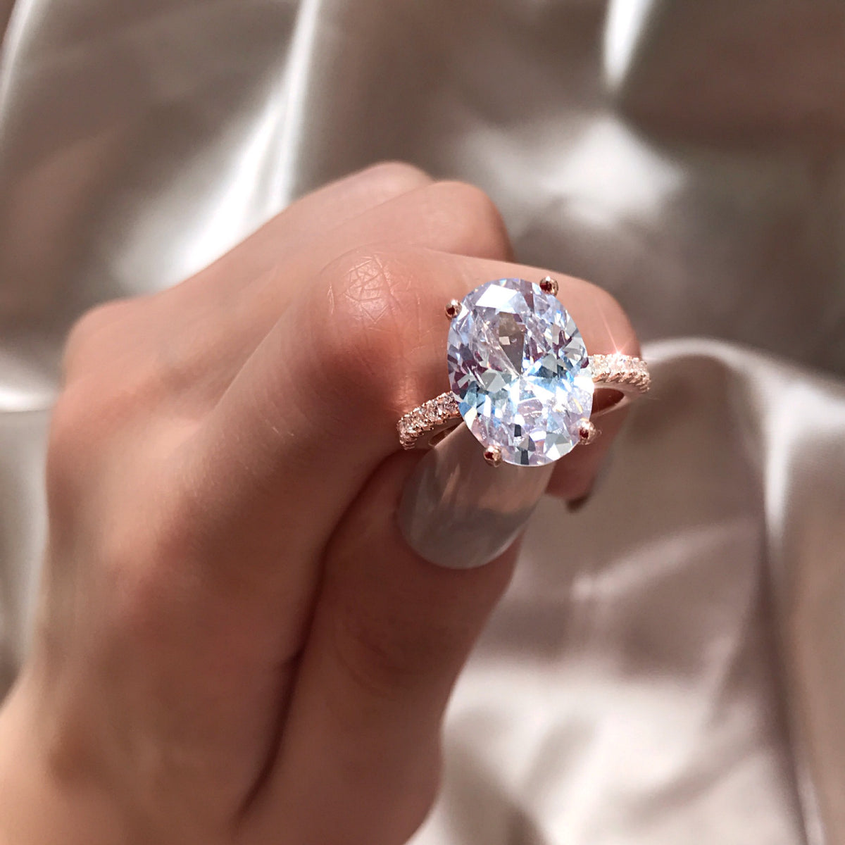 OliyaDesign High-Carbon Diamond 4-Carat Ring Set For Couples, Wedding Rings, 9*13Mm Ice Flower Cut