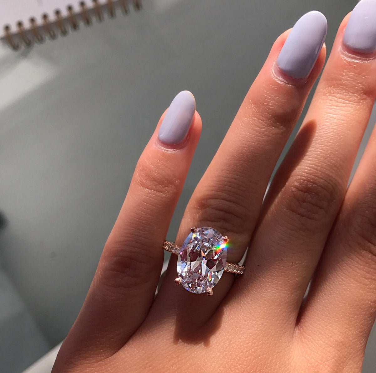 OliyaDesign High-Carbon Diamond 4-Carat Ring Set For Couples, Wedding Rings, 9*13Mm Ice Flower Cut