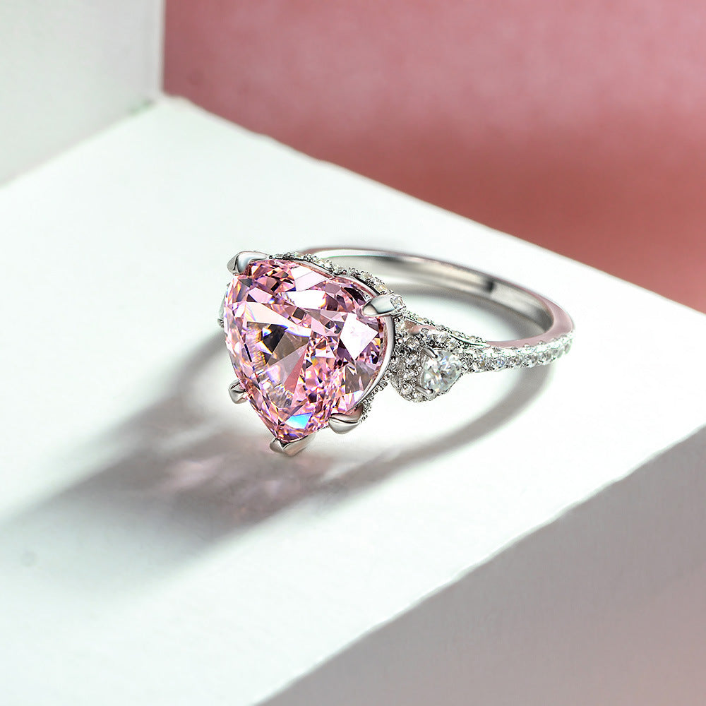 OliyaDesign 9*13Mm Ice Flower Cut High Carbon Diamond 4-Carat Ring Set, A Best-Selling European And American Style.
