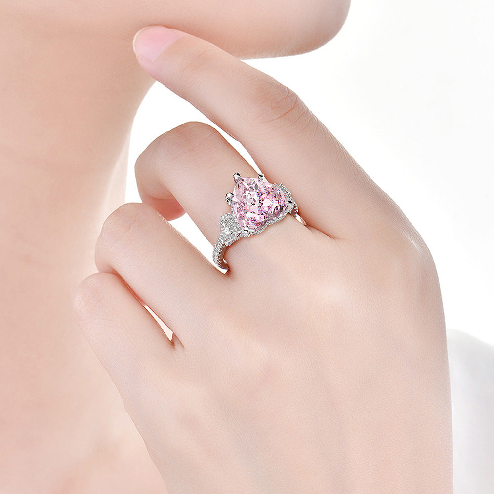 OliyaDesign 9*13Mm Ice Flower Cut High Carbon Diamond 4-Carat Ring Set, A Best-Selling European And American Style.