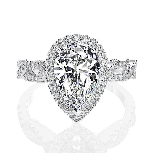 OliyaDesign Radiant Diamond Set Ring with 8*12mm Simulated Diamonds, 2 Carats