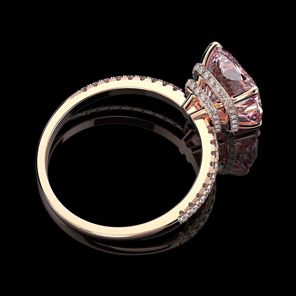 OliyaDesign 5-Carat Square Pink Diamond Ring With 10*10mm High Carbon Diamonds