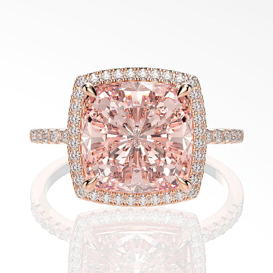 OliyaDesign 5-carat Morgan Pink Square 10*10 High Carbon Diamond Ring