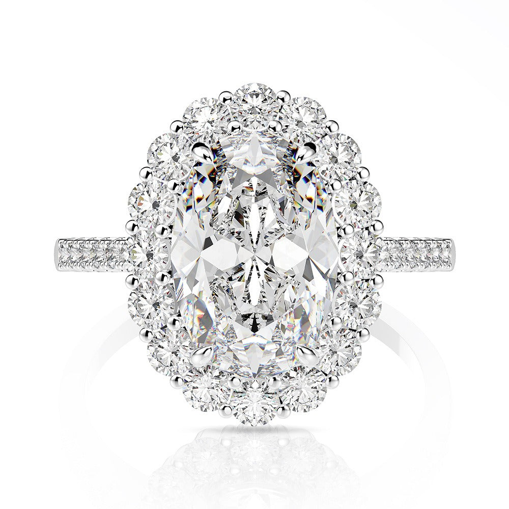 OliyaDesign 3-Carat 8*12 High-Carbon Diamond S925 Silver Ring