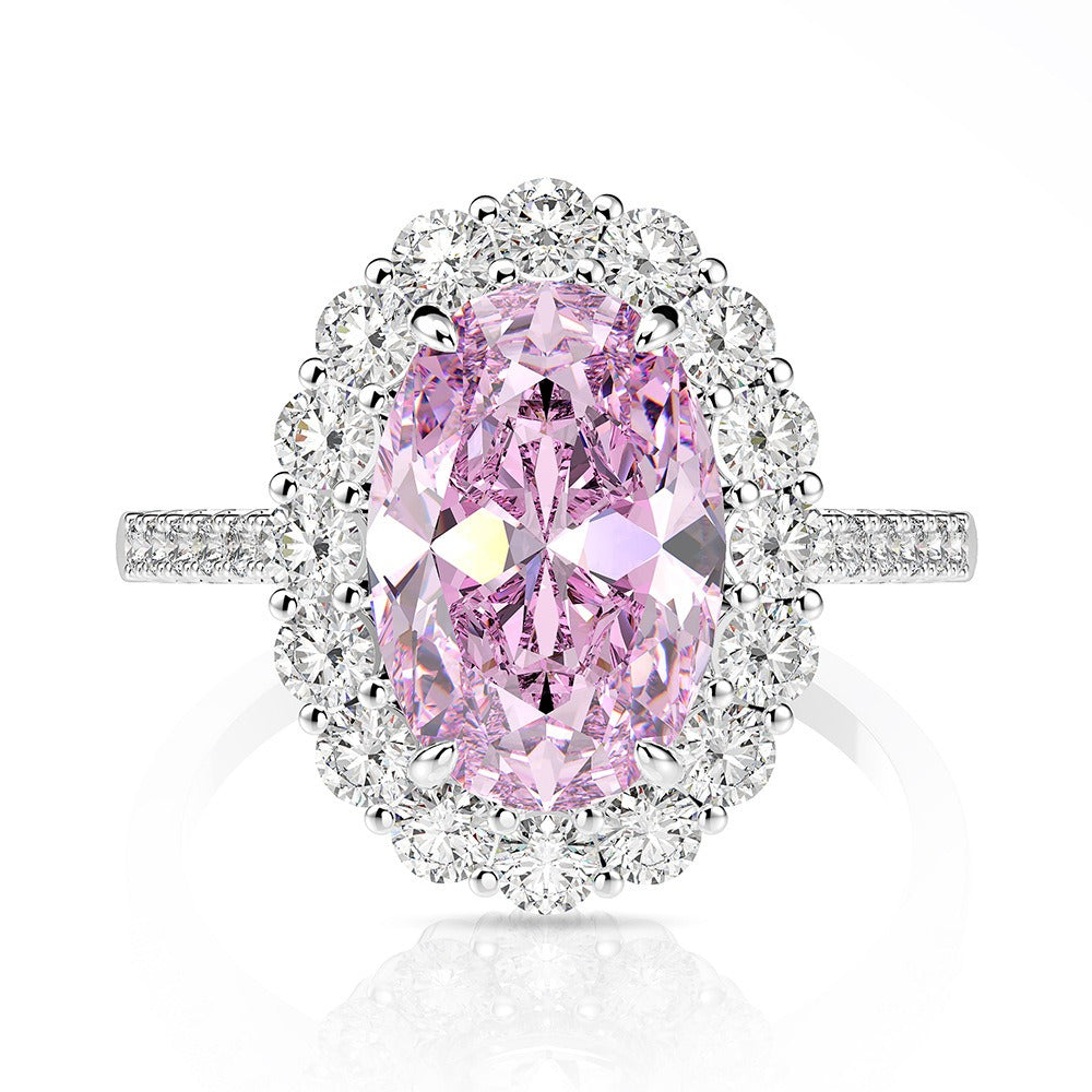 OliyaDesign 3-Carat 8*12 High-Carbon Diamond S925 Silver Ring