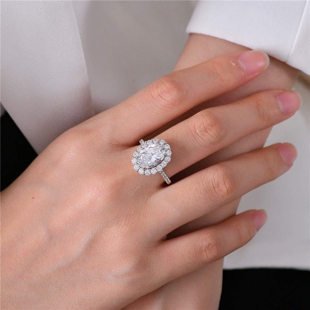 OliyaDesign 3-Carat 8*12 High-Carbon Diamond S925 Silver Ring
