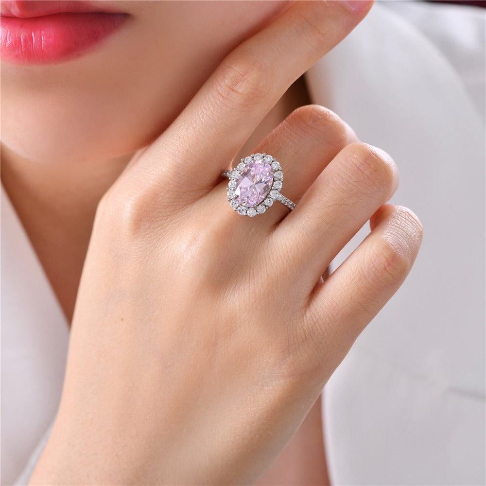 OliyaDesign 3-Carat 8*12 High-Carbon Diamond S925 Silver Ring
