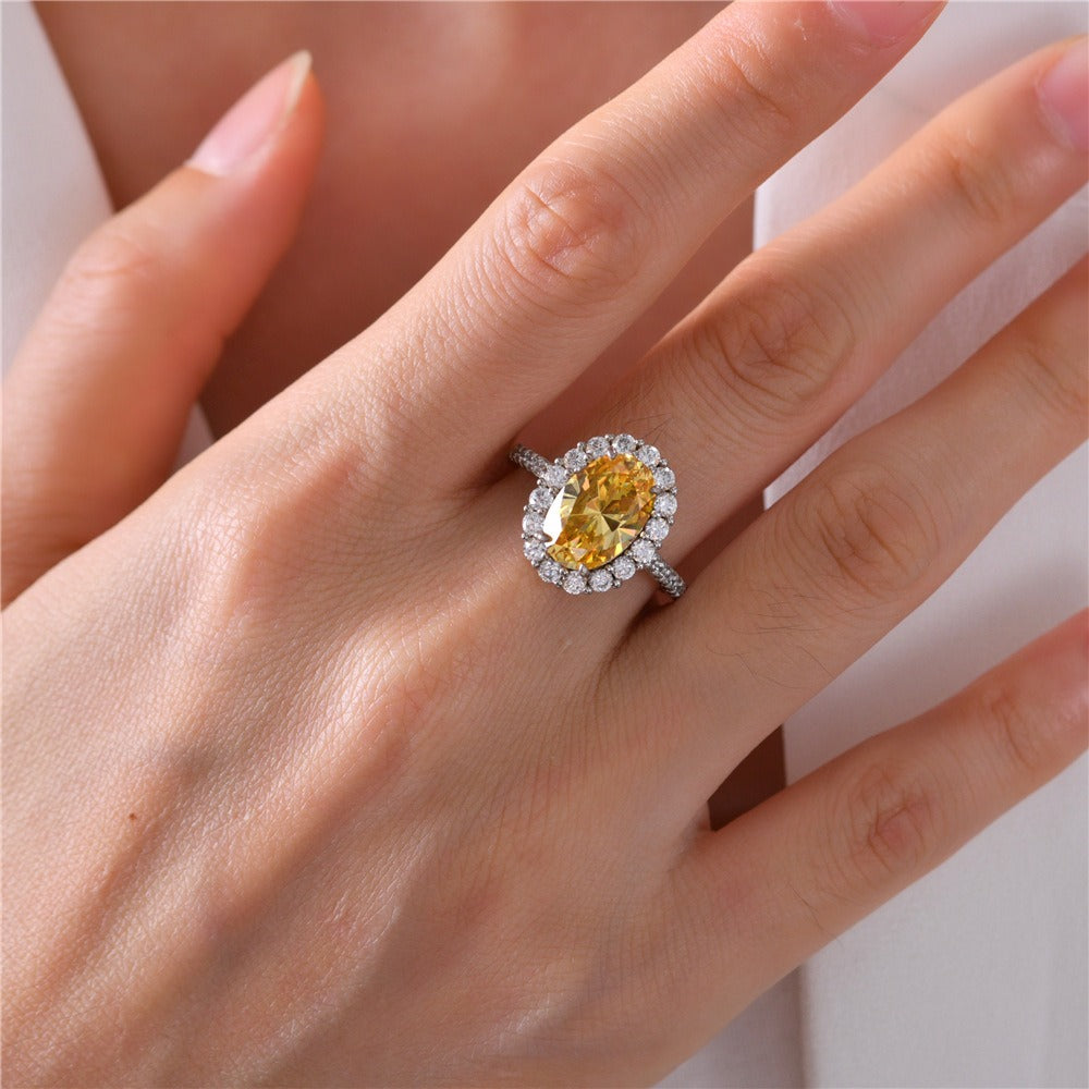 OliyaDesign 3-Carat 8*12 High-Carbon Diamond S925 Silver Ring