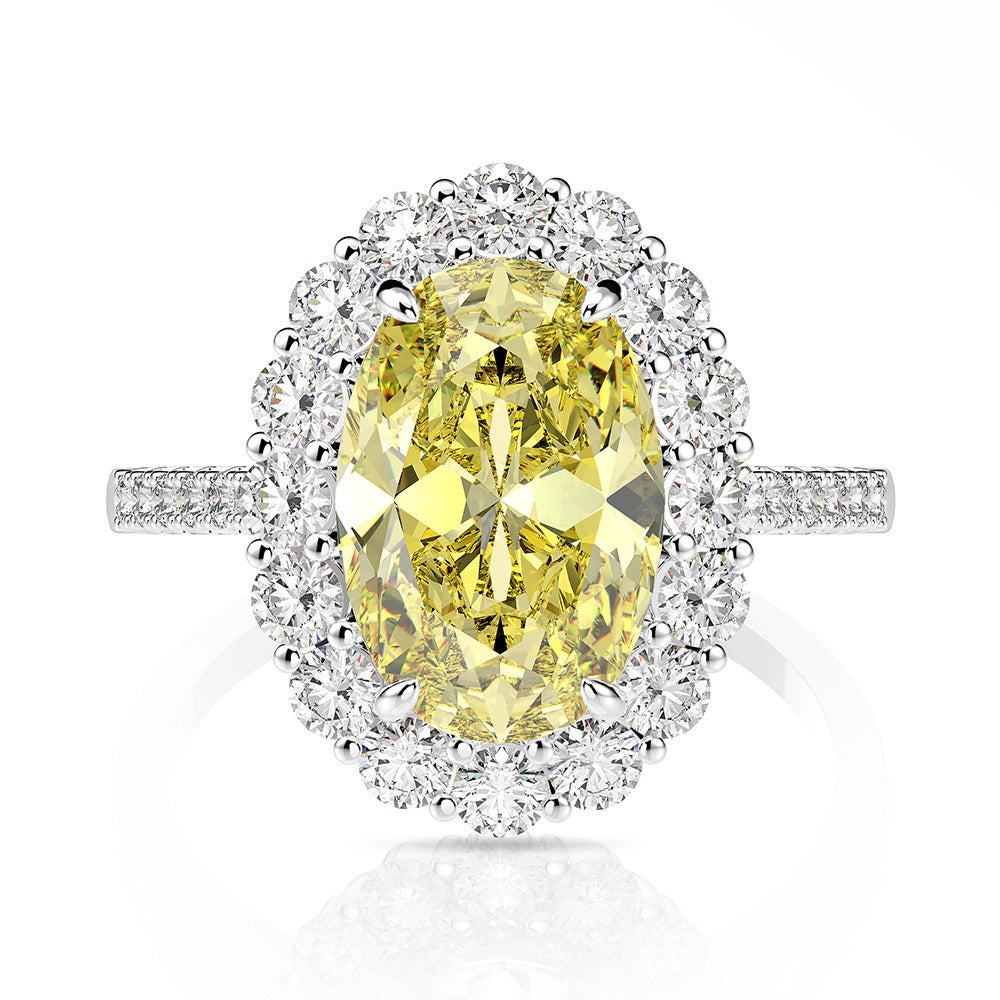 OliyaDesign 3-Carat 8*12 High-Carbon Diamond S925 Silver Ring