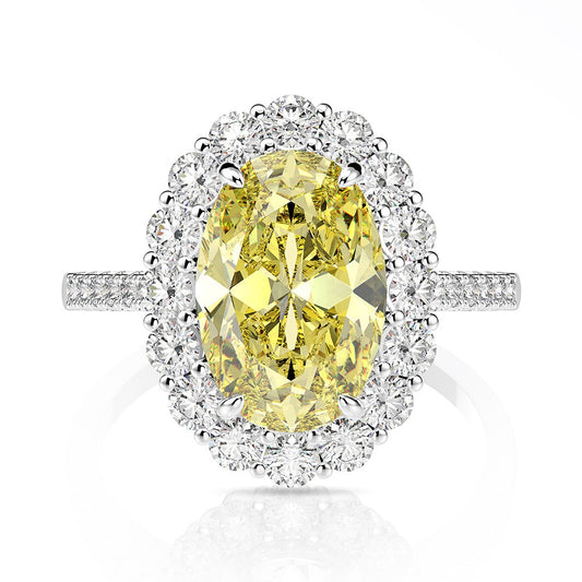 OliyaDesign 3-Carat 8*12 High-Carbon Diamond S925 Silver Ring