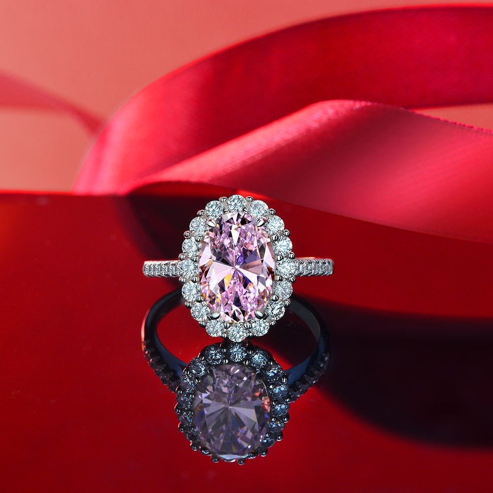 OliyaDesign 3-Carat 8*12 High-Carbon Diamond S925 Silver Ring