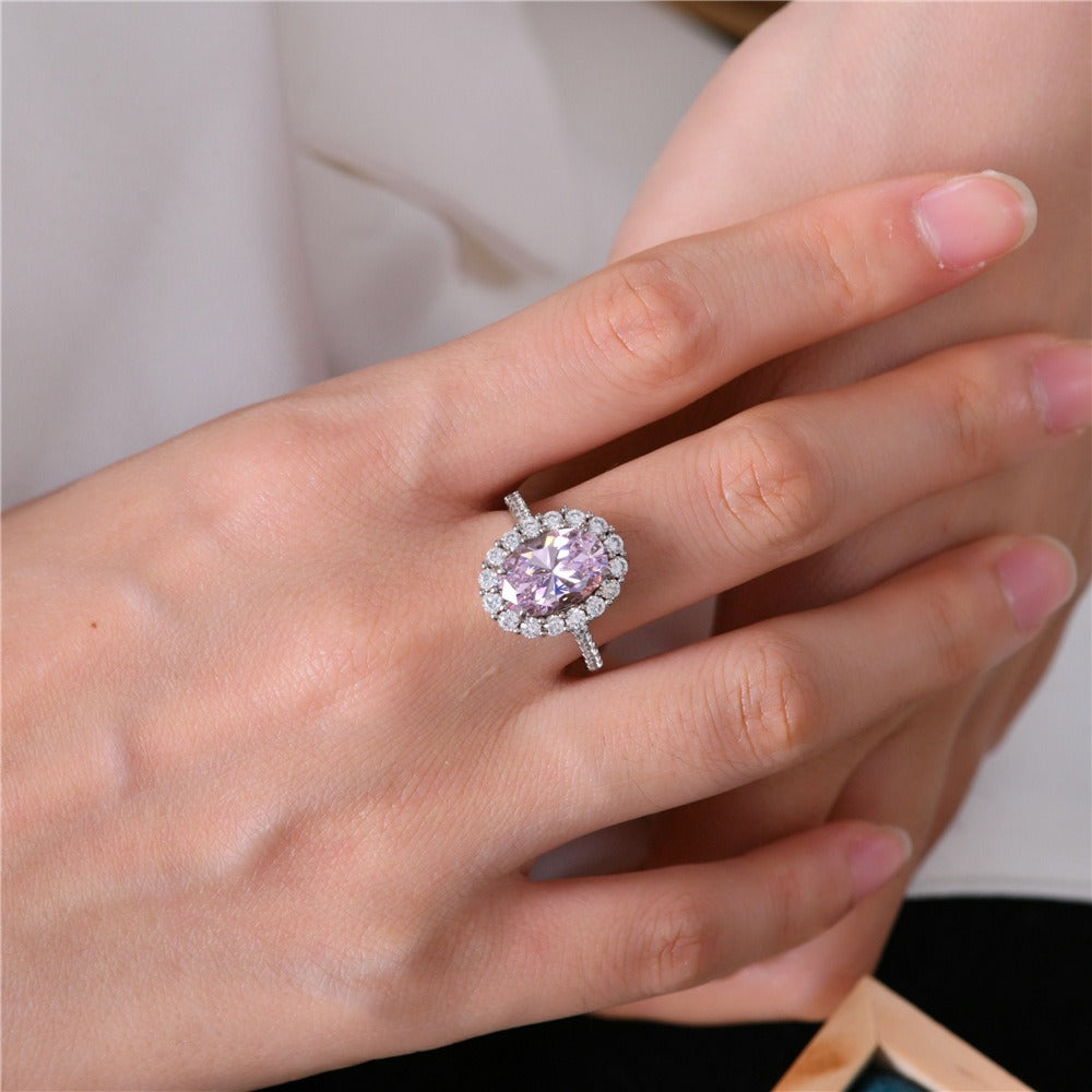 OliyaDesign 3-Carat 8*12 High-Carbon Diamond S925 Silver Ring