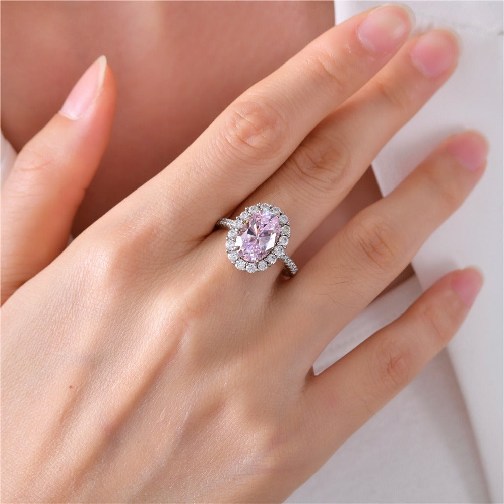 OliyaDesign 3-Carat 8*12 High-Carbon Diamond S925 Silver Ring