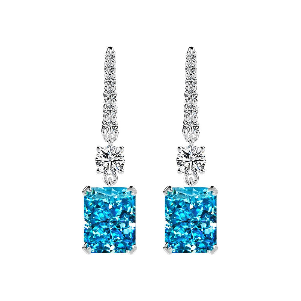 OliyaDesign 4Ct Yellow Rectangular 8*10 Ice-Cut High-Carbon Diamond Earrings