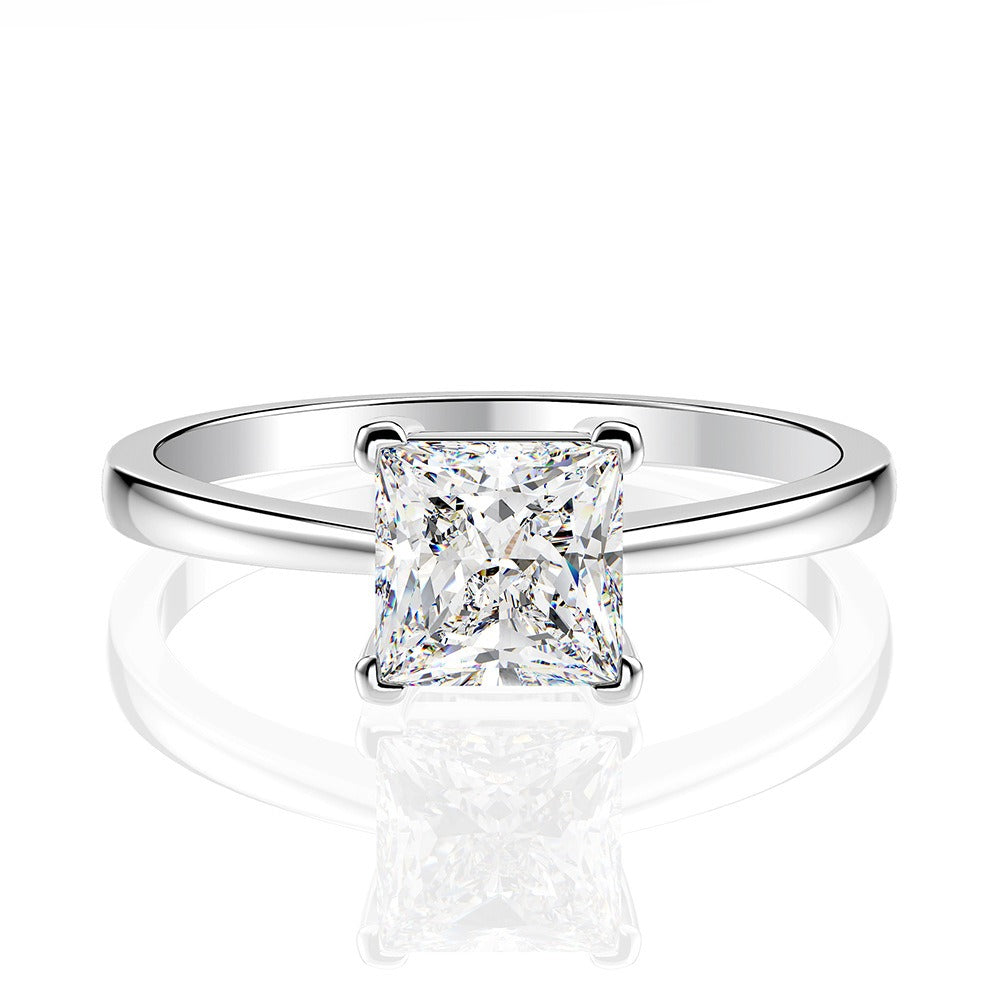 OliyaDesign 6*6 Princess Cut 1.5 Carat High-Carbon Diamond Ring