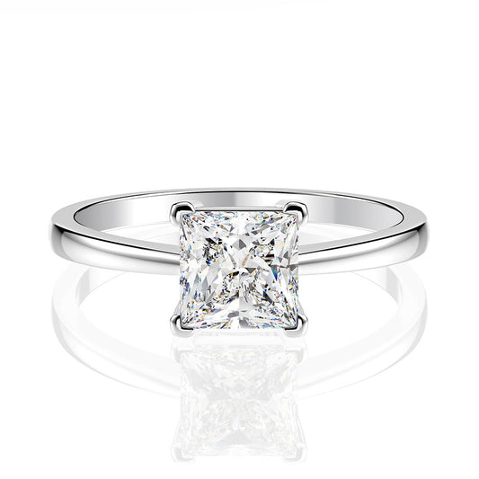 OliyaDesign 6*6 Princess Cut 1.5 Carat High-Carbon Diamond Ring