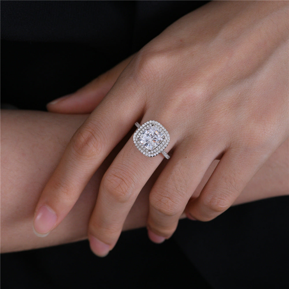OliyaDesign Fashionable And Luxurious 8*9Mm High Carbon Diamond 3-Carat Women'S Ring
