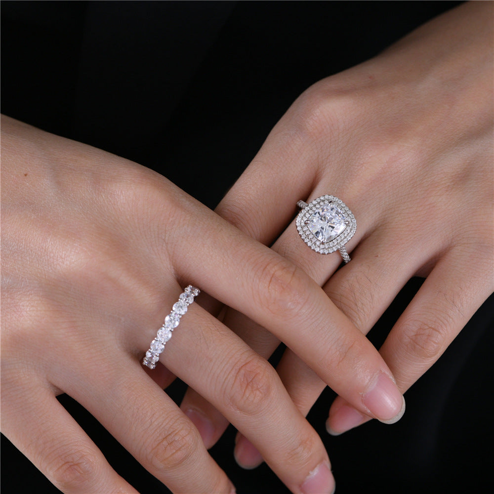 OliyaDesign Fashionable And Luxurious 8*9Mm High Carbon Diamond 3-Carat Women'S Ring