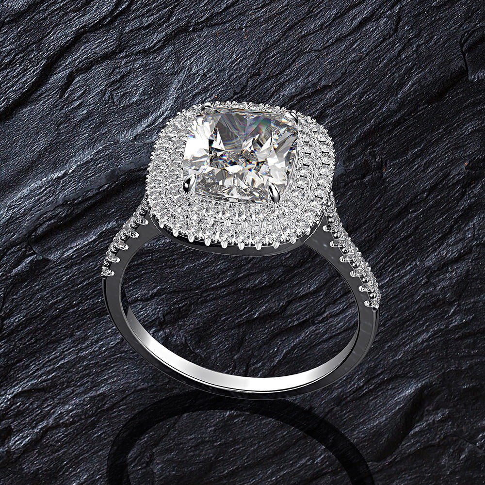 OliyaDesign Fashionable And Luxurious 8*9Mm High Carbon Diamond 3-Carat Women'S Ring