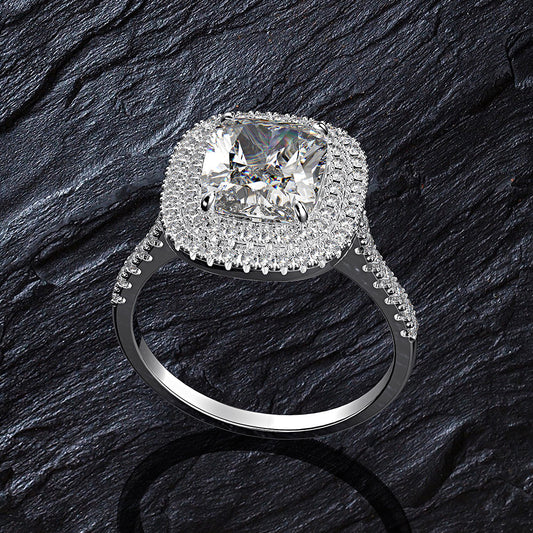 OliyaDesign Fashionable And Luxurious 8*9Mm High Carbon Diamond 3-Carat Women'S Ring