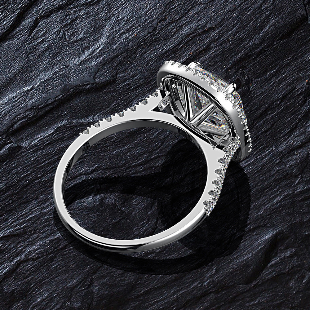 OliyaDesign Fashionable And Luxurious 8*9Mm High Carbon Diamond 3-Carat Women'S Ring