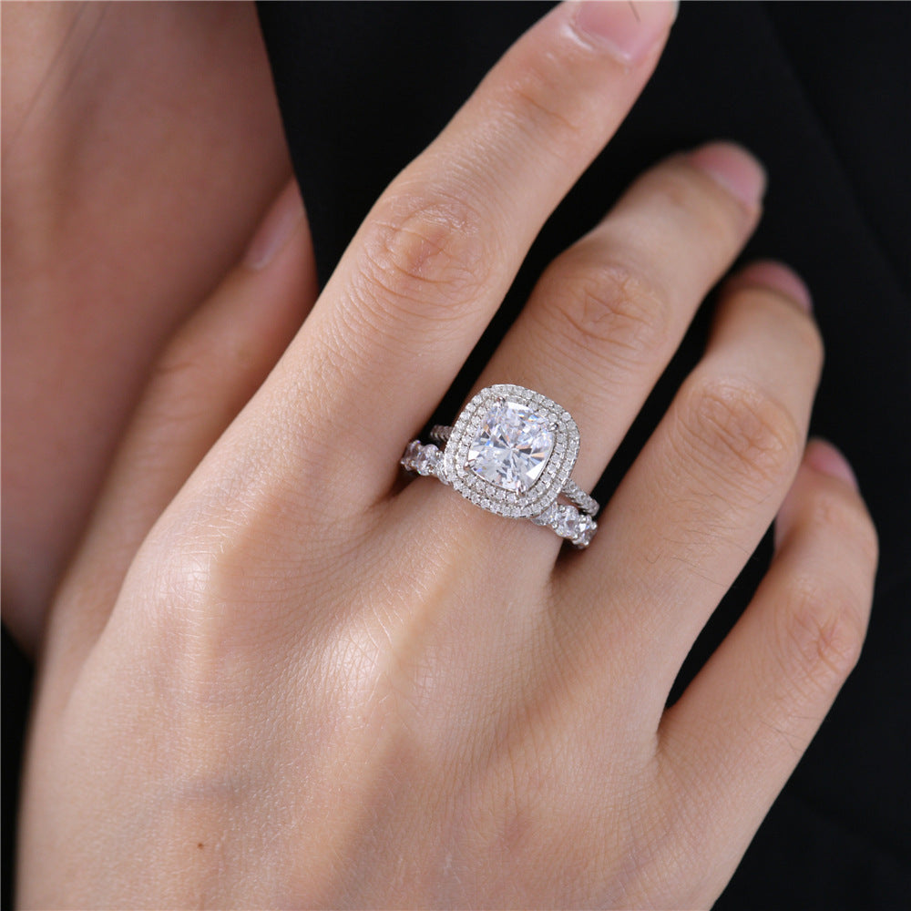 OliyaDesign Fashionable And Luxurious 8*9Mm High Carbon Diamond 3-Carat Women'S Ring