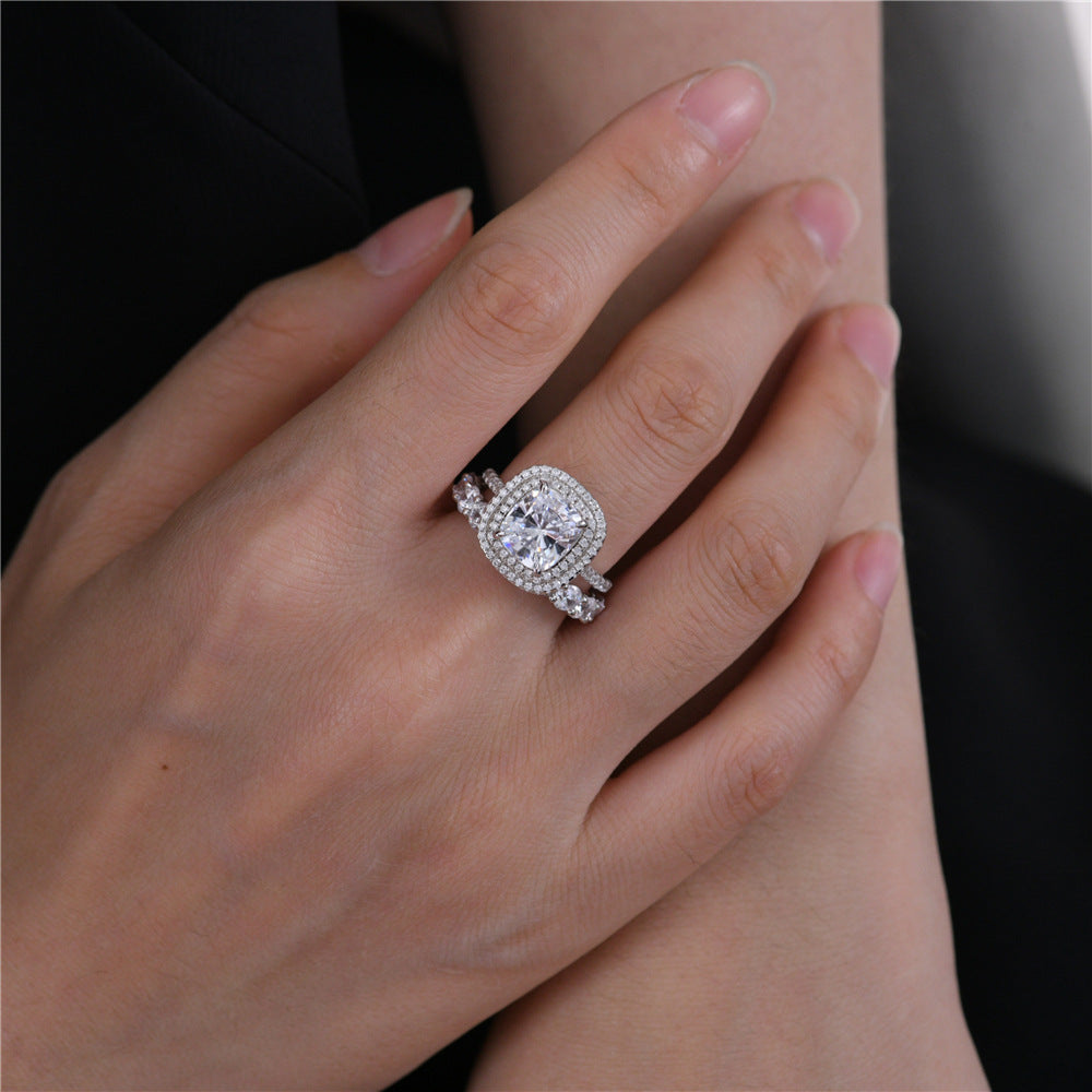 OliyaDesign Fashionable And Luxurious 8*9Mm High Carbon Diamond 3-Carat Women'S Ring