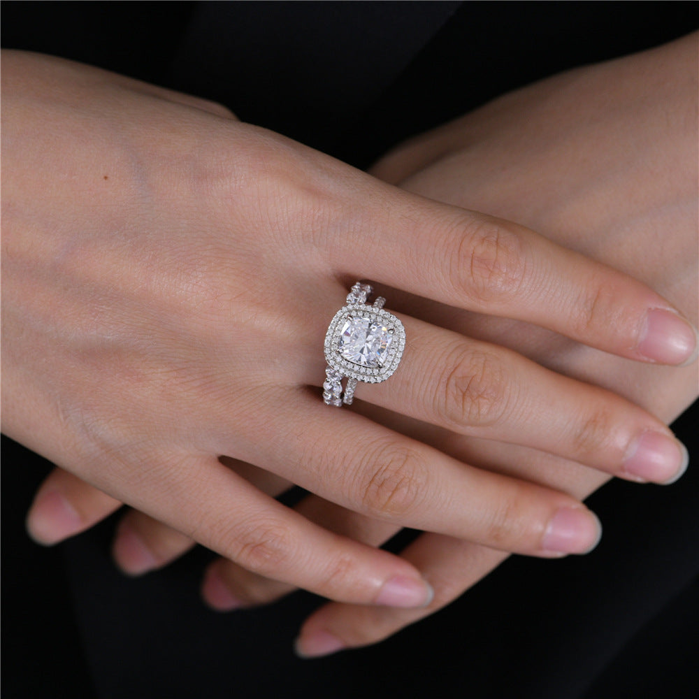 OliyaDesign Fashionable And Luxurious 8*9Mm High Carbon Diamond 3-Carat Women'S Ring