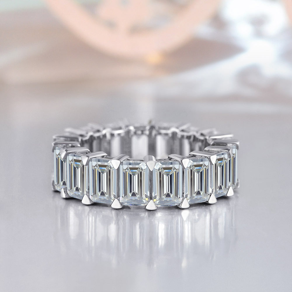 OliyaDesign Versatile 25-Point Rectangular 3*5 Row Diamond-Simulated Cubic Zirconia Ring