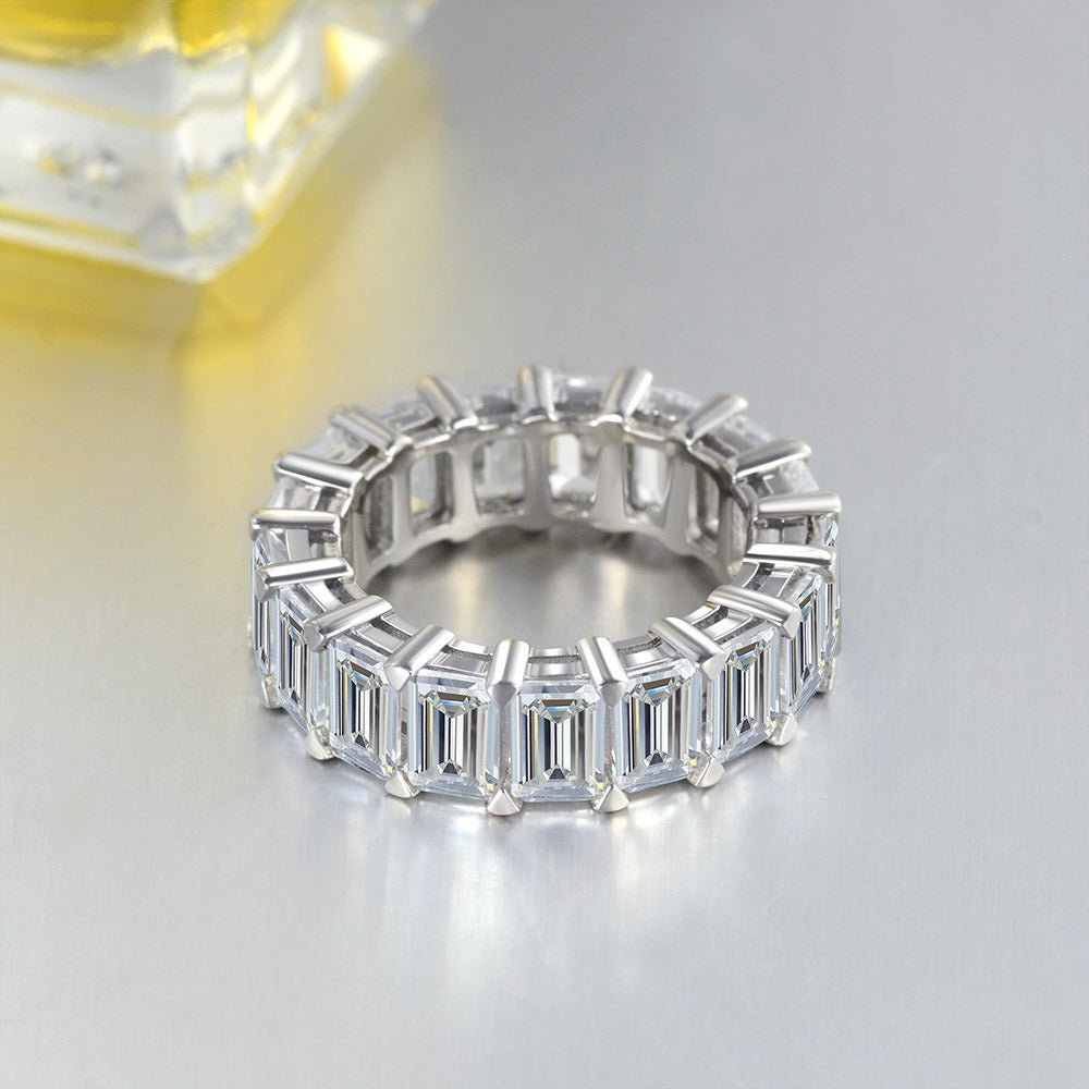 OliyaDesign Versatile 25-Point Rectangular 3*5 Row Diamond-Simulated Cubic Zirconia Ring