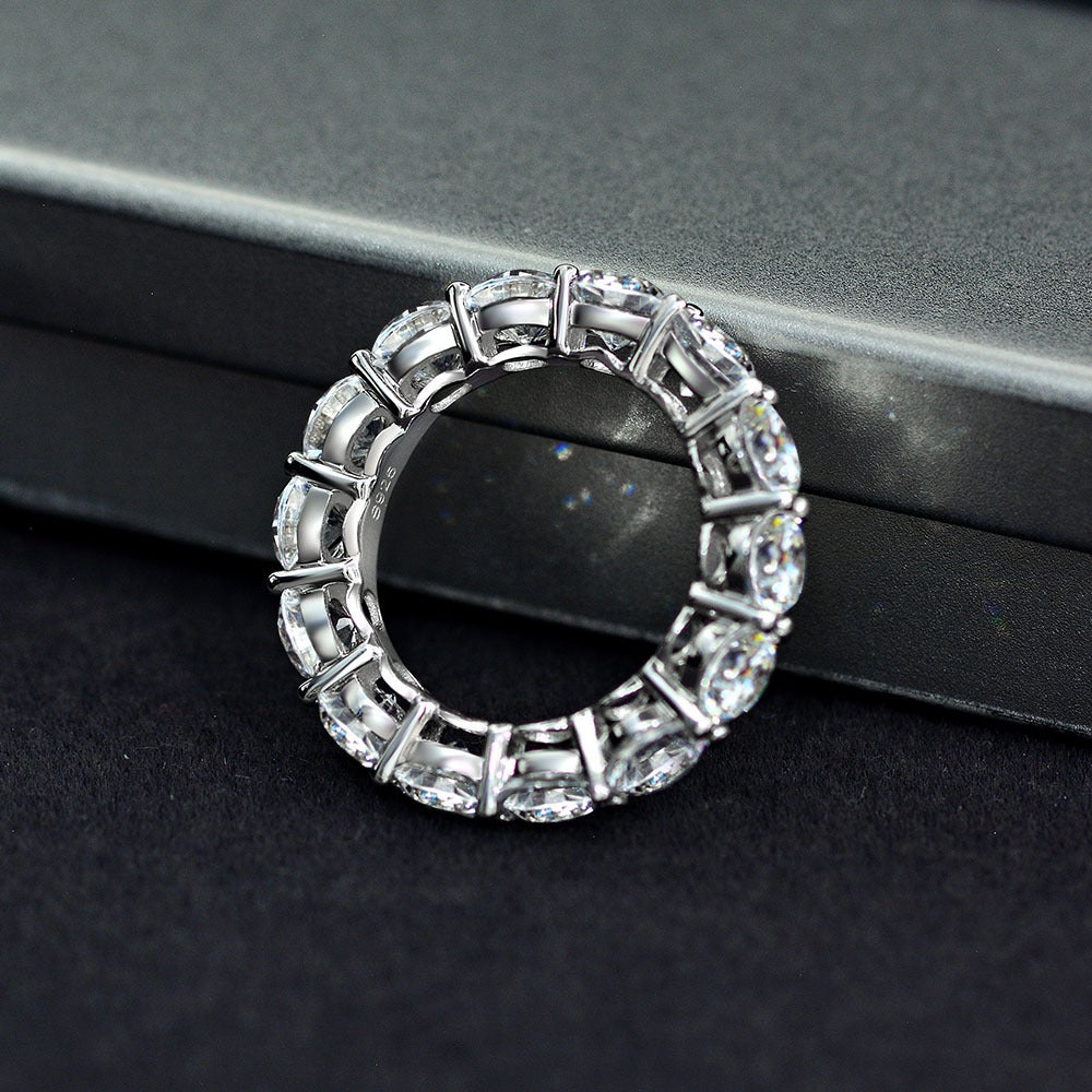 OliyaDesign Round 5Mm Band Ring, 925 Sterling Silver, 0.5Ct, Women'S Ring