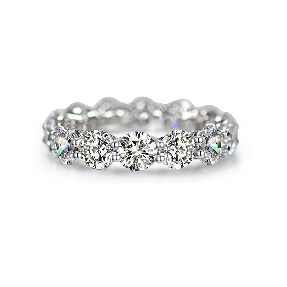 OliyaDesign Round 5Mm Band Ring, 925 Sterling Silver, 0.5Ct, Women'S Ring