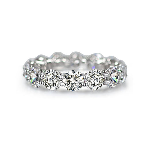 OliyaDesign Round 5Mm Band Ring, 925 Sterling Silver, 0.5Ct, Women'S Ring