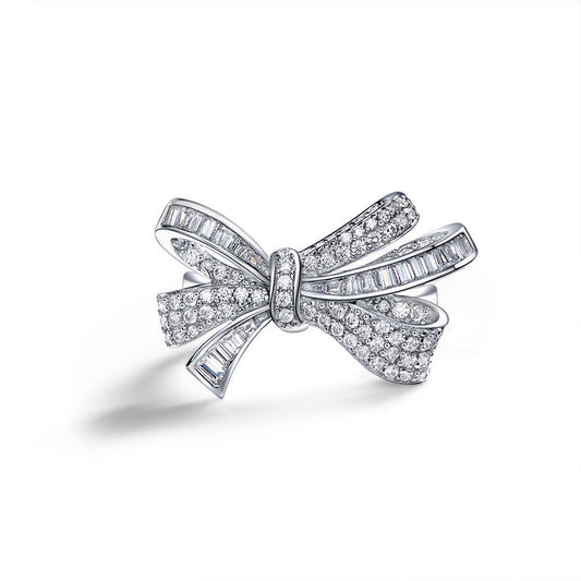 OliyaDesign White Silver Bow Ring