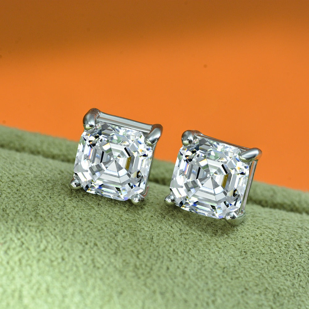 OliyaDesign Hot-Selling 2-Carat Pagoda-Shaped 7*7 Synthetic Paraiba Earrings