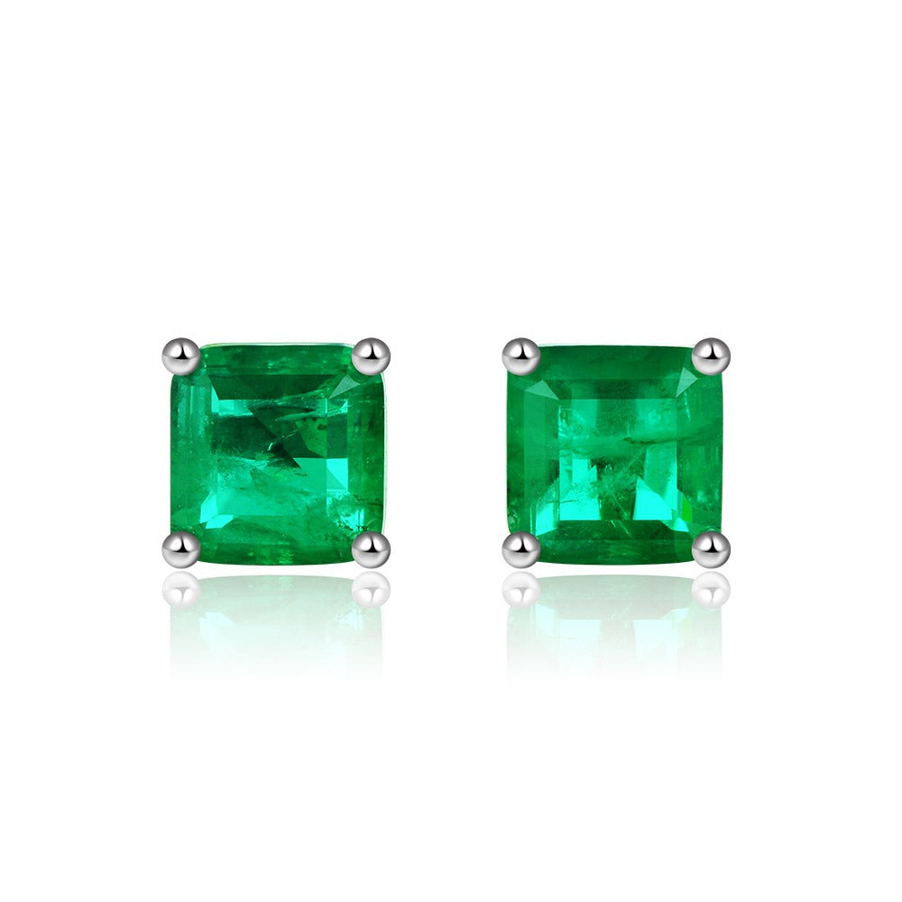 OliyaDesign Hot-Selling 2-Carat Pagoda-Shaped 7*7 Synthetic Paraiba Earrings