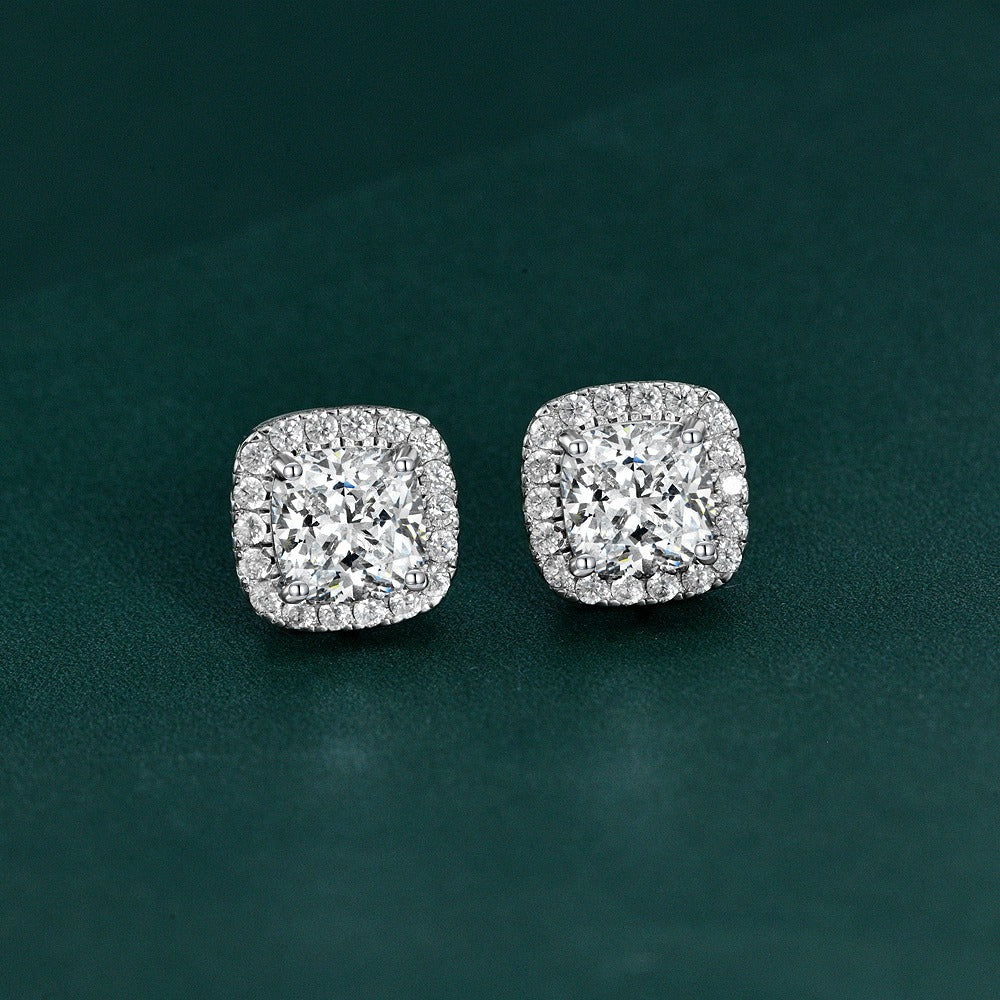 OliyaDesign 1Ct Square 7*7 S925 Sterling Silver Earrings