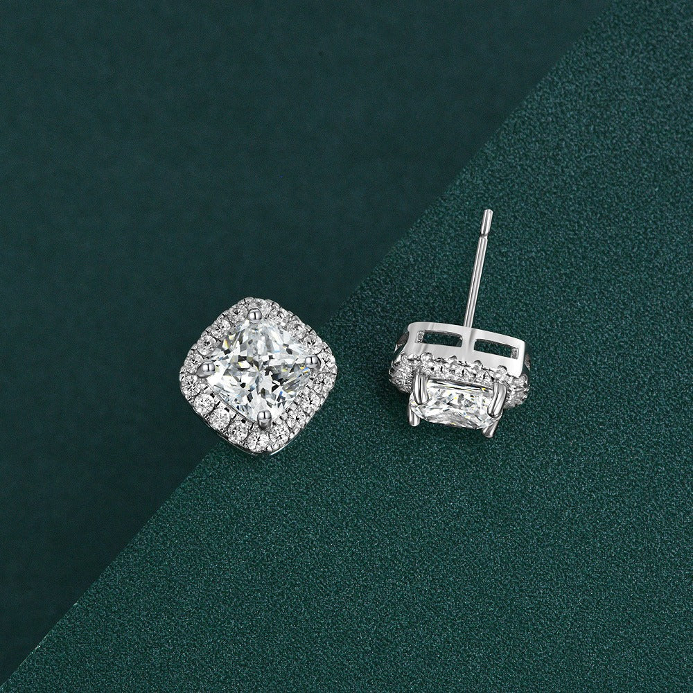 OliyaDesign 1Ct Square 7*7 S925 Sterling Silver Earrings