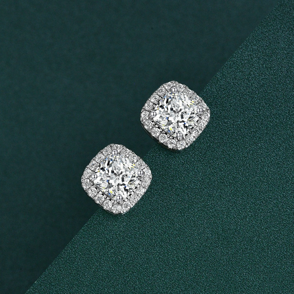 OliyaDesign 1Ct Square 7*7 S925 Sterling Silver Earrings