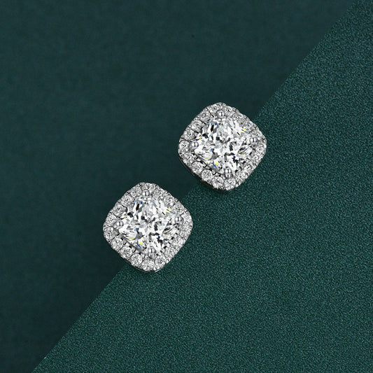 OliyaDesign 1Ct Square 7*7 S925 Sterling Silver Earrings