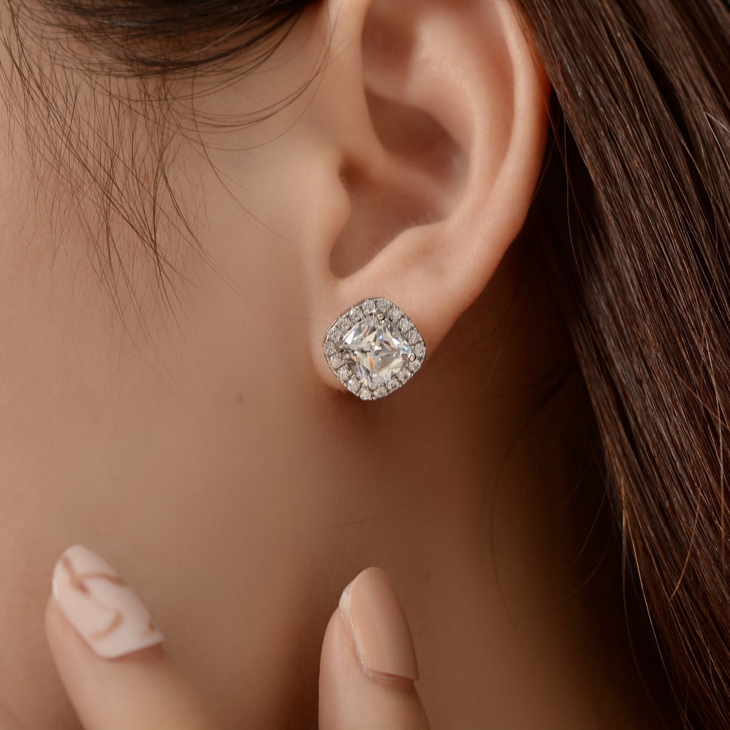 OliyaDesign 1Ct Square 7*7 S925 Sterling Silver Earrings