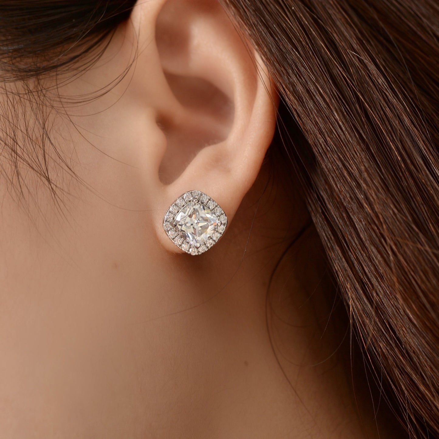 OliyaDesign 1Ct Square 7*7 S925 Sterling Silver Earrings