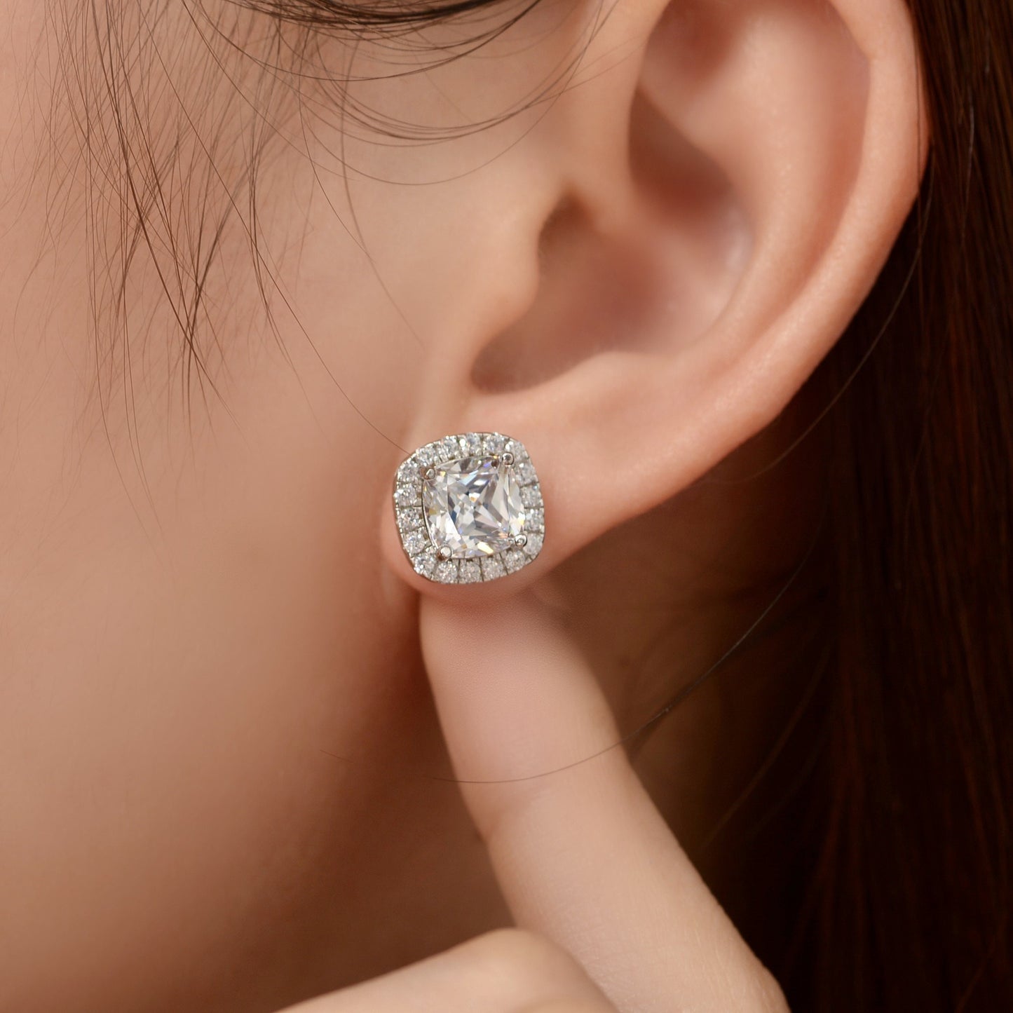 OliyaDesign 1Ct Square 7*7 S925 Sterling Silver Earrings