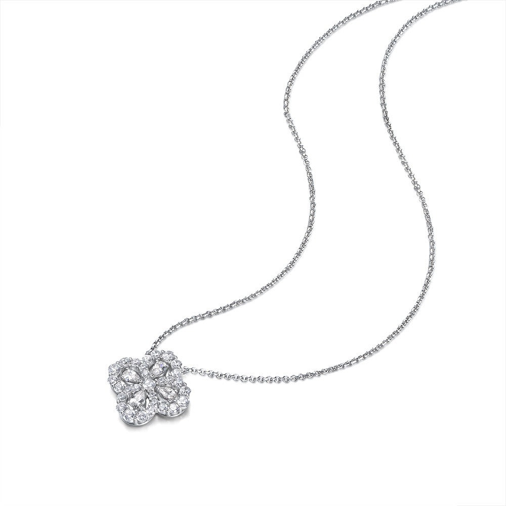 OliyaDesign 2.5*4 Teardrop-Shaped 0.2Ct Four-Leaf Clover Necklace